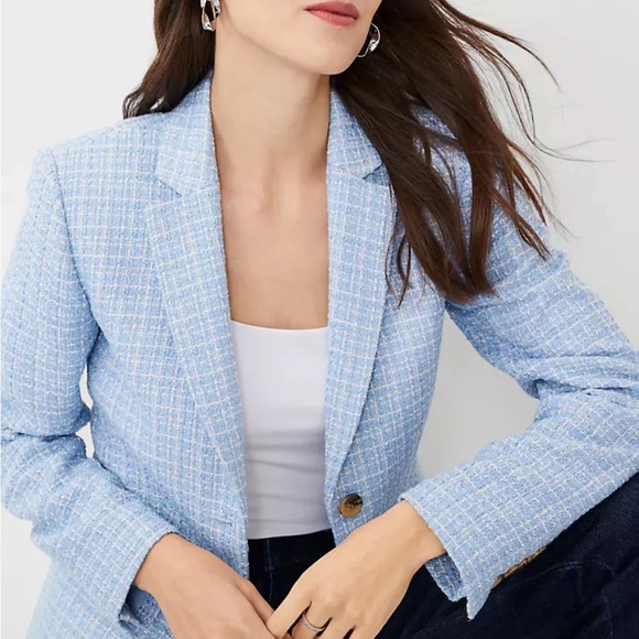 Ann Taylor Jackets & Blazers - ANN TAYLOR BLUE WHITE TWEED THE GREENWICH BLAZER JACKET size 12